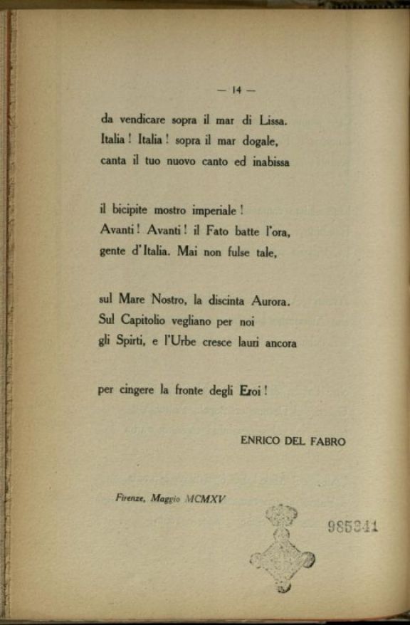Il *canto della redenzione  / Enrico Del Fabro