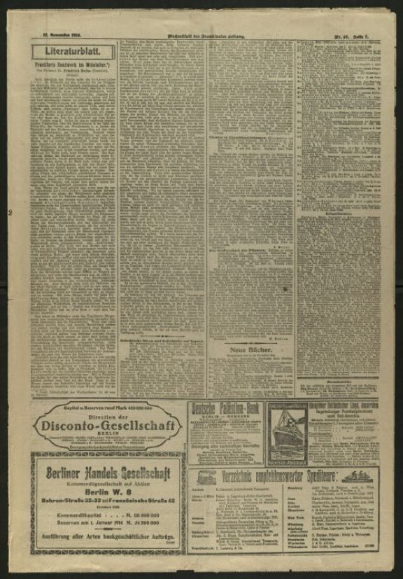 Wochenblatt der Frankfurter Zeitung