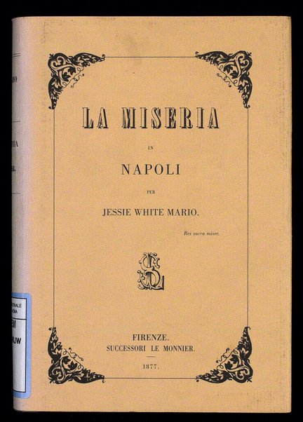 La miseria in Napoli / per Jessie White Mario