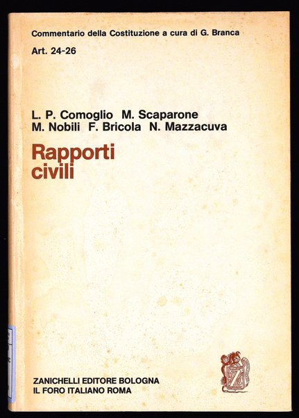 Art. 24-26 : Rapporti civili / Luigi Paolo Comoglio ... �et al.�