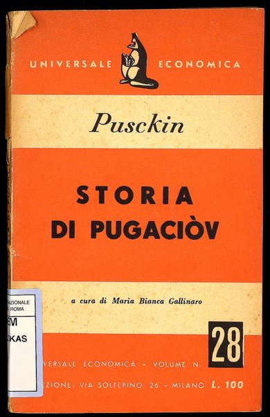 Storia di Pugaciòv / di Alessandro Pusckin ; a cura di Maria Bianca Gallinaro