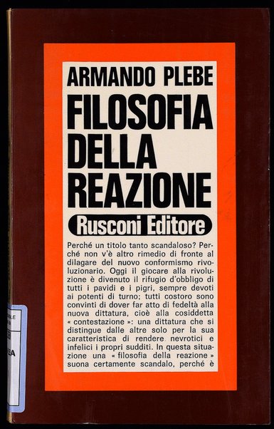 Filosofia della reazione / Armando Plebe