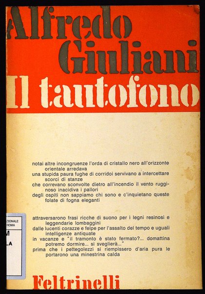 Il tautofono : 1966-1969 / Alfredo Giuliani