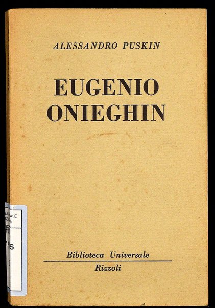 Eugenio Onieghin / Alessandro Puskin