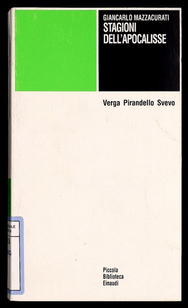 Stagioni dell'apocalisse : Verga, Pirandello, Svevo / Giancarlo Mazzacurati ; introduzione di Matteo Palumbo