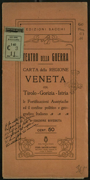 Carta della regione veneta col Tirolo, Gorizia, Istria, le fortificazioni austriache ed il confine politico e geografico italiano