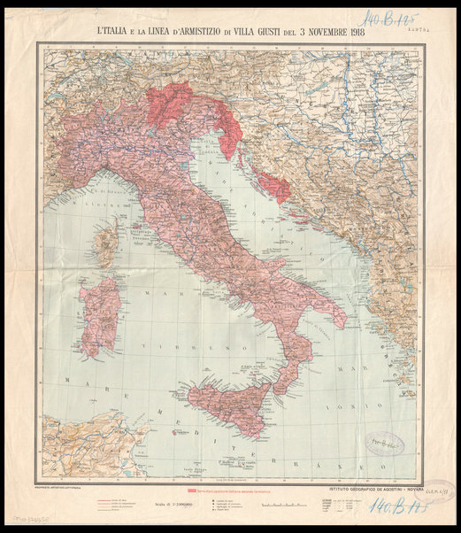 L'Italia e la linea d'armistizio di Villa Giusti del 3 novembre 1918 / Istituto geografico De Agostini