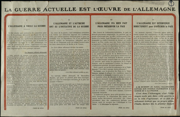 La guerre actuelle est l'oeuvre de l'Allemagne