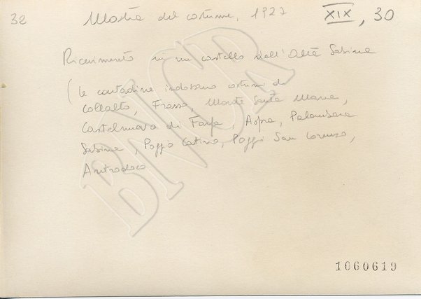 Ricevimento in un castello dell'alta Sabina: costumi di Collalto, Frasso, Monte Santa Maria, Castelnuovo di Farfa, Aspra, Palombara Sabina, Poggio Catino, Poggio San Lorenzo, Antrodoco