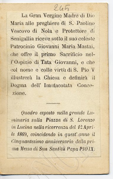 Riproduzione del quadro esposto nella luminaria sulla piazza S. Lorenzo in Lucina-12 aprile 1869
