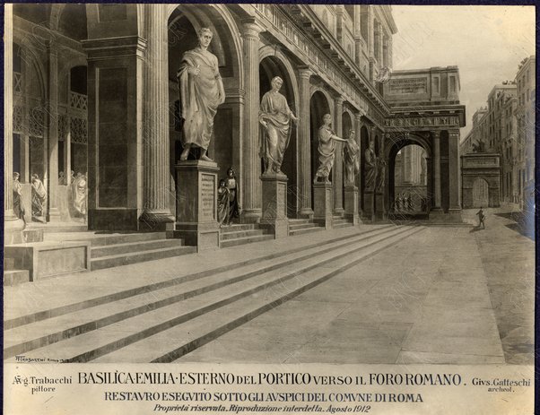 Basilica Emilia - Esterno del Portico verso il Foro Romano