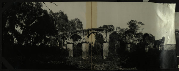 Le rovine della chiesa di Lideta' (Gondar) dopo l'incendio di Derwisc. foto panoramica in 2 tav.