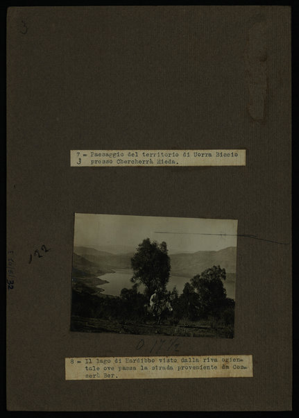 Il lago di Hardibbò [?] visto dalla riva orientale ove passa la strada proveniente da Cosserù Berrù [?]. 15-26 gen. 1913
