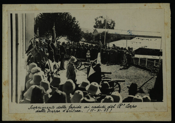 Asmara. Lapide in onore dei caduti del R. Corpo delle truppe in Eritrea. 11 novembre 1923