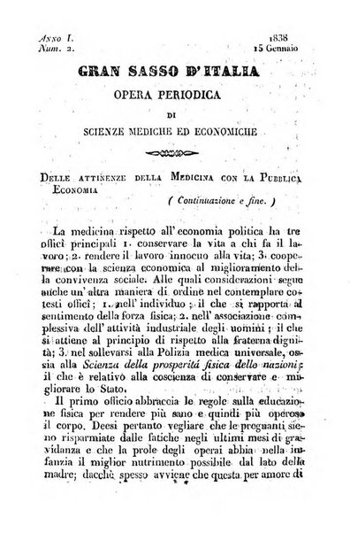 Il Gran Sasso d'Italia opera periodica di scienze mediche ed economiche