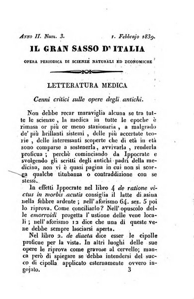 Il Gran Sasso d'Italia opera periodica di scienze mediche ed economiche