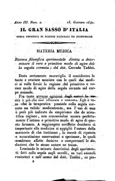 Il Gran Sasso d'Italia opera periodica di scienze mediche ed economiche