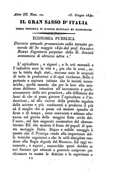 Il Gran Sasso d'Italia opera periodica di scienze mediche ed economiche