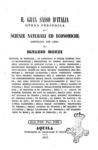 Il Gran Sasso d'Italia opera periodica di scienze mediche ed economiche