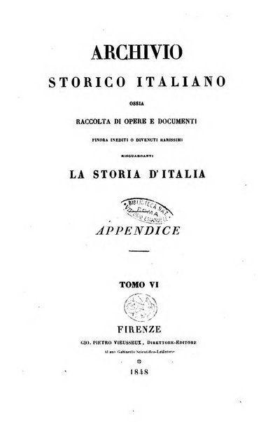 Archivio storico italiano. Appendice