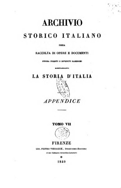 Archivio storico italiano. Appendice