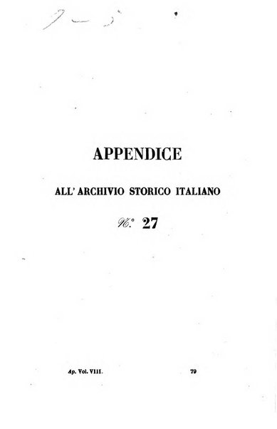 Archivio storico italiano. Appendice