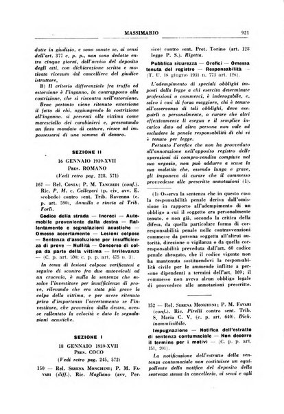 Rivista penale. Massimario di giurisprudenza delle sezioni penali della corte di cassazione