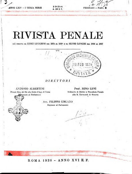 Rivista penale. Massimario di giurisprudenza delle sezioni penali della corte di cassazione