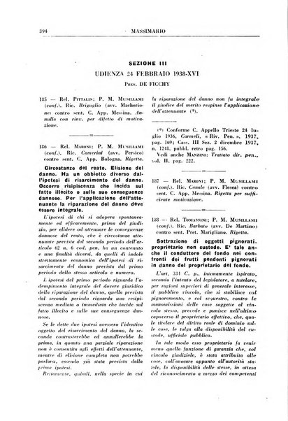 Rivista penale. Massimario di giurisprudenza delle sezioni penali della corte di cassazione