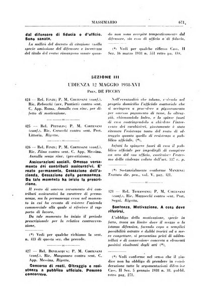 Rivista penale. Massimario di giurisprudenza delle sezioni penali della corte di cassazione