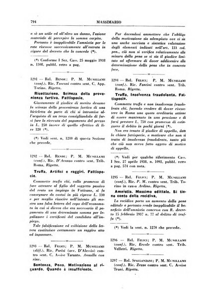 Rivista penale. Massimario di giurisprudenza delle sezioni penali della corte di cassazione