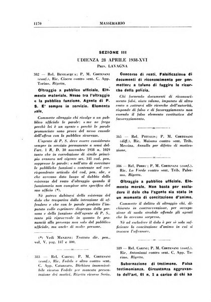 Rivista penale. Massimario di giurisprudenza delle sezioni penali della corte di cassazione