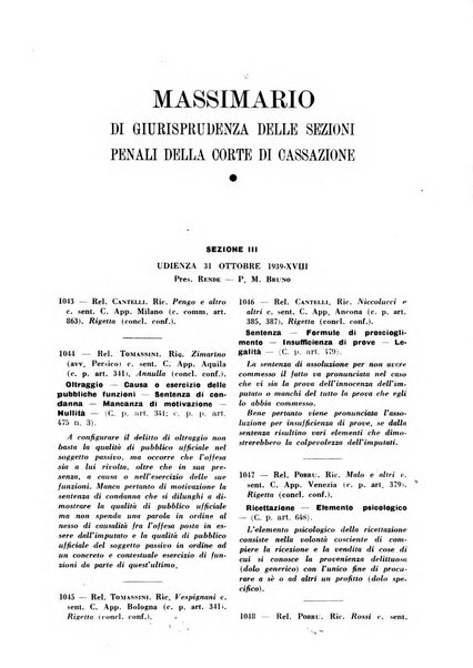 Rivista penale. Massimario di giurisprudenza delle sezioni penali della corte di cassazione