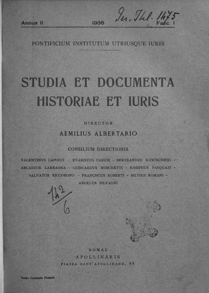 Studia et documenta historiae et iuris