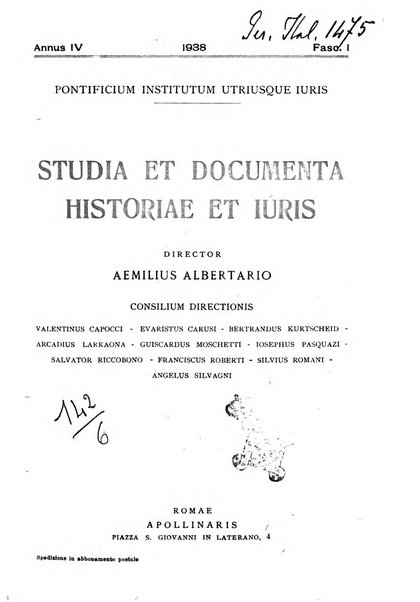 Studia et documenta historiae et iuris