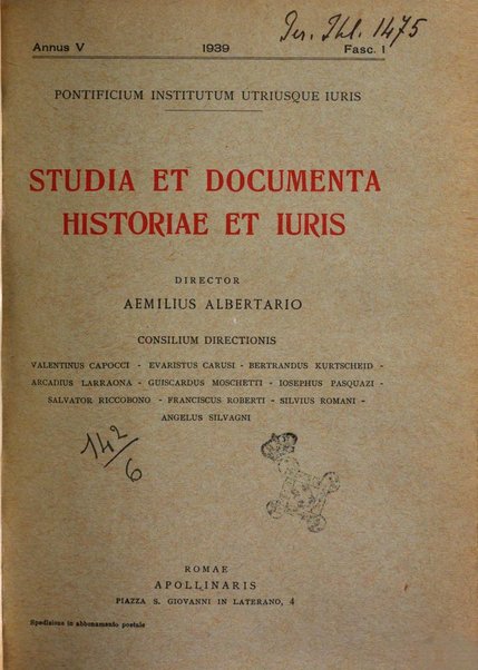 Studia et documenta historiae et iuris