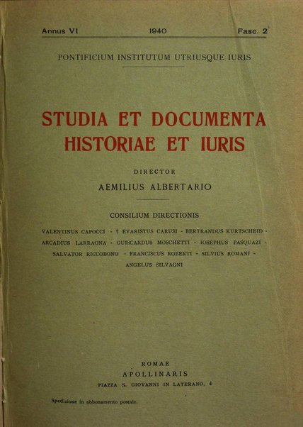 Studia et documenta historiae et iuris