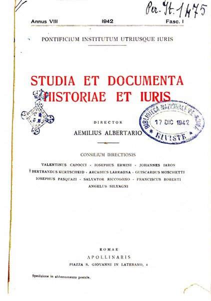 Studia et documenta historiae et iuris