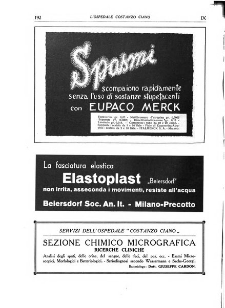 L'Ospedale Costanzo Ciano organo della vita ospedaliera