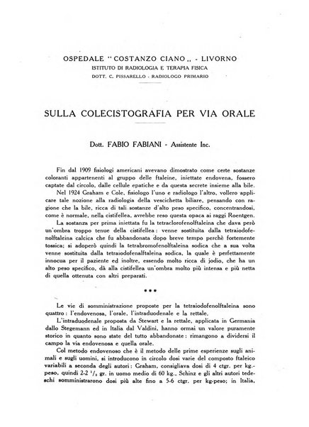 L'Ospedale Costanzo Ciano organo della vita ospedaliera