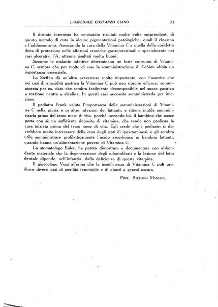 L'Ospedale Costanzo Ciano organo della vita ospedaliera