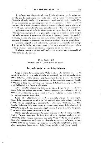 L'Ospedale Costanzo Ciano organo della vita ospedaliera