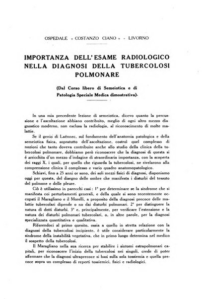 L'Ospedale Costanzo Ciano organo della vita ospedaliera