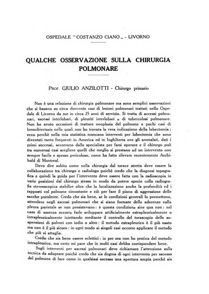 L'Ospedale Costanzo Ciano organo della vita ospedaliera