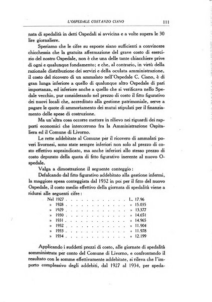 L'Ospedale Costanzo Ciano organo della vita ospedaliera