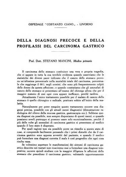 L'Ospedale Costanzo Ciano organo della vita ospedaliera