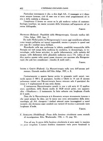 L'Ospedale Costanzo Ciano organo della vita ospedaliera