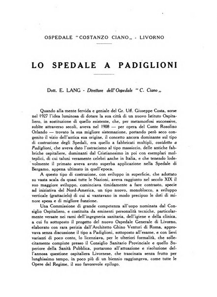 L'Ospedale Costanzo Ciano organo della vita ospedaliera