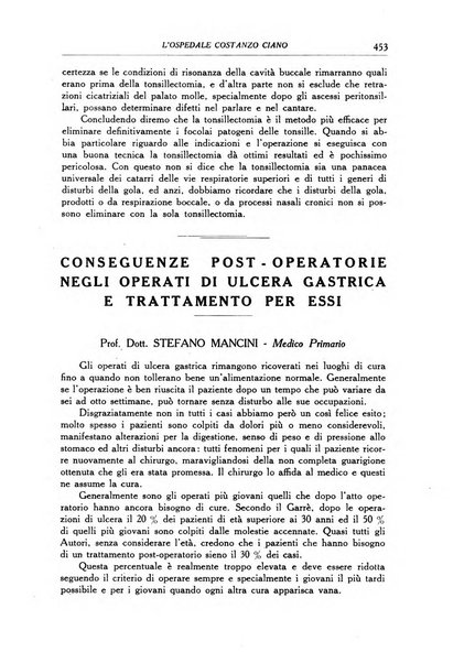 L'Ospedale Costanzo Ciano organo della vita ospedaliera