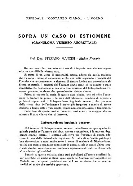 L'Ospedale Costanzo Ciano organo della vita ospedaliera